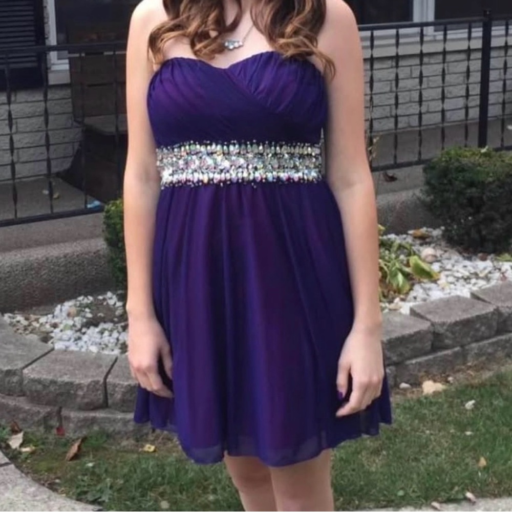 Purple Strapless Dress